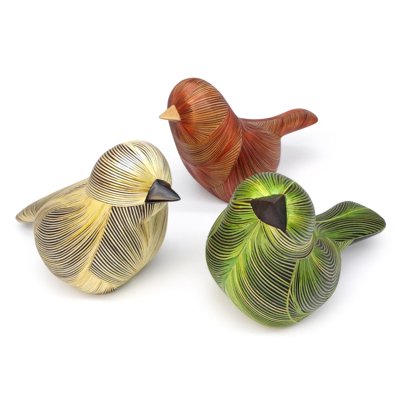 ANDEAN DECORATIVE BIRD - Tamo art - Wood decorated with wheat and barley stalks (straw marquetry)