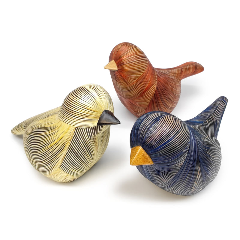 ANDEAN DECORATIVE BIRD - Tamo art - Wood decorated with wheat and barley stalks (straw marquetry)