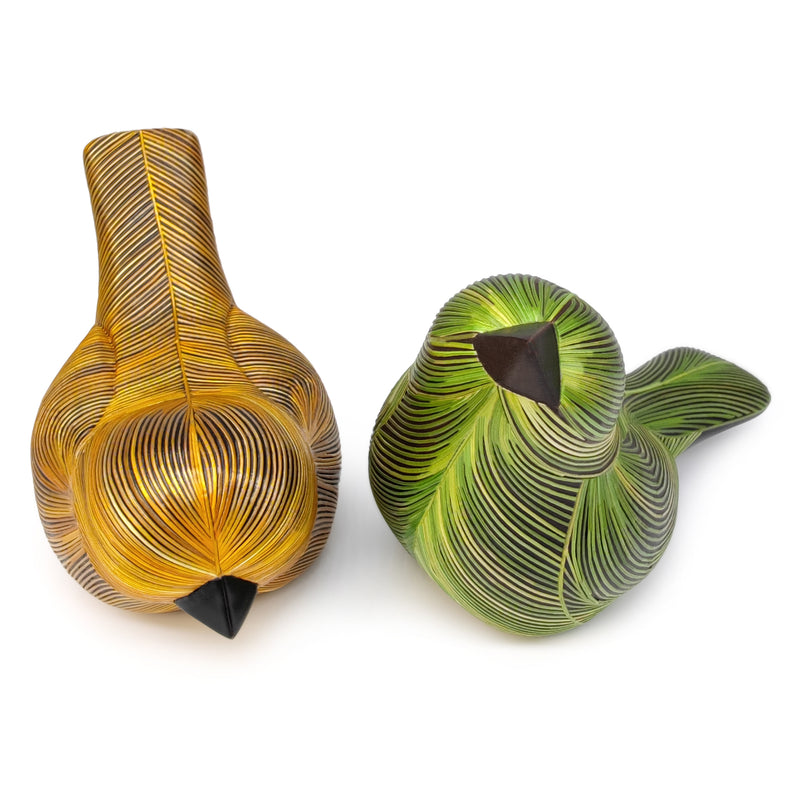 ANDEAN DECORATIVE BIRD - Tamo art - Wood decorated with wheat and barley stalks (straw marquetry)