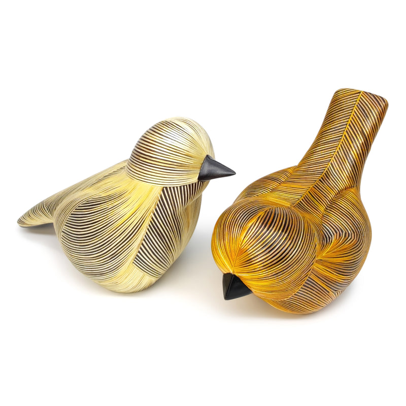 ANDEAN DECORATIVE BIRD - Tamo art - Wood decorated with wheat and barley stalks (straw marquetry)