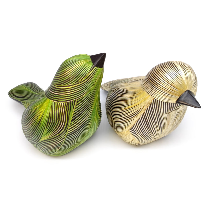 ANDEAN DECORATIVE BIRD - Tamo art - Wood decorated with wheat and barley stalks (straw marquetry)