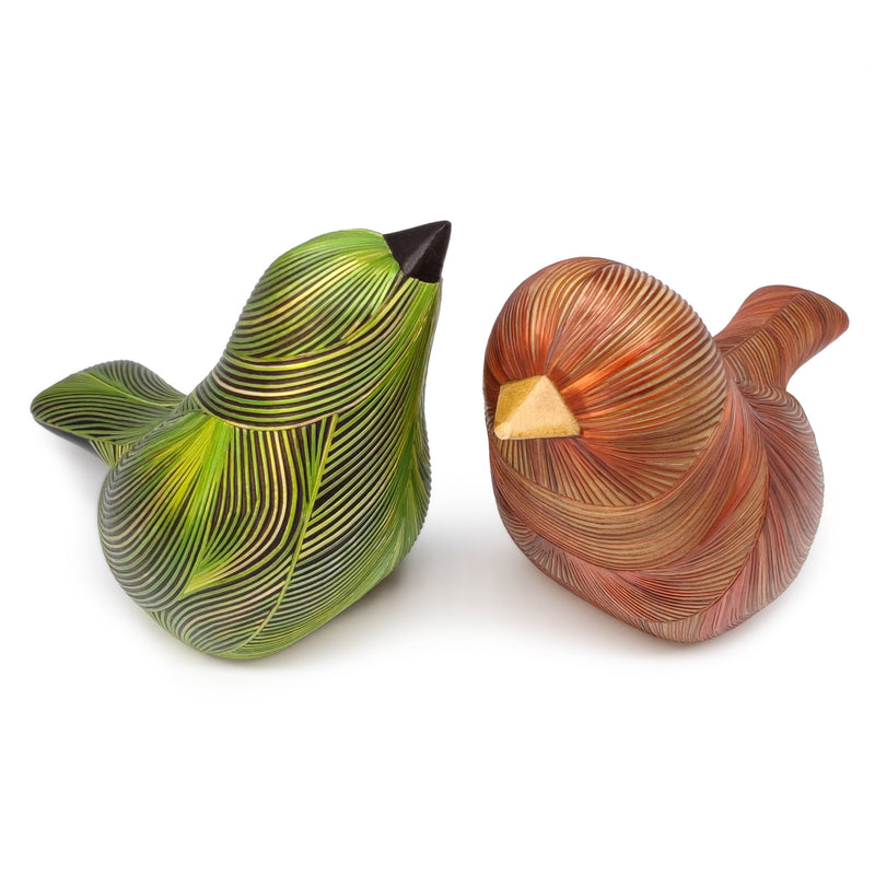 AVE DECORATIVA ANDINA - A arte do tamo - Madeira decorada com palha de trigo e cevada (marchetaria de palha)