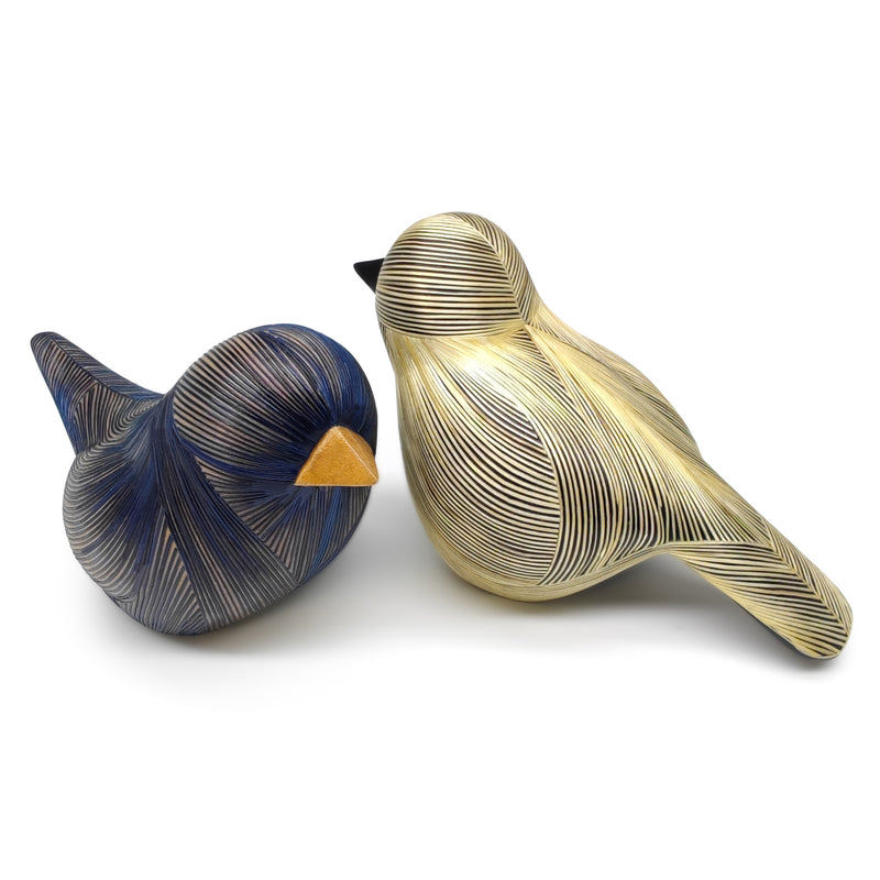 ANDEAN DECORATIVE BIRD - Tamo art - Wood decorated with wheat and barley stalks (straw marquetry)