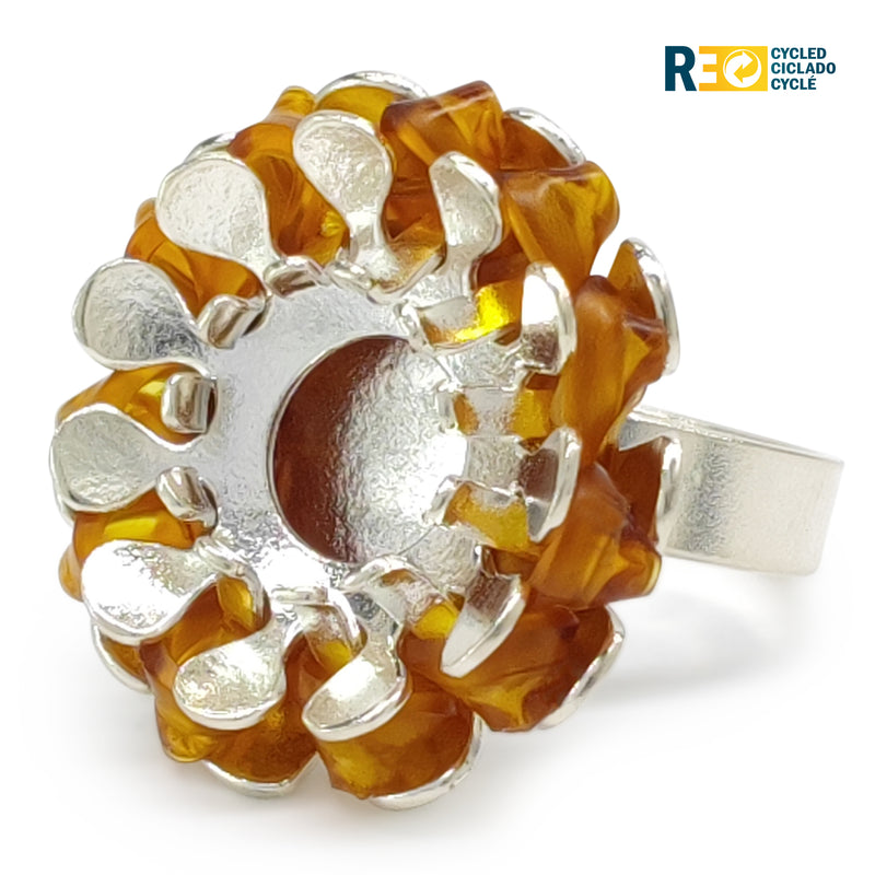 ECOSOL RING - Handmade - Adjustable - Sterling silver 925 - Recycled bottle cap plastic liners