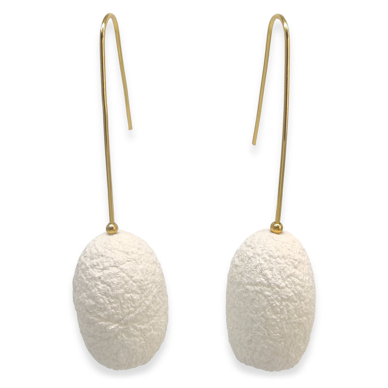 COCOON CLASSIC EARRINGS - Handmade - 24K gold-plated - Silk cocoons