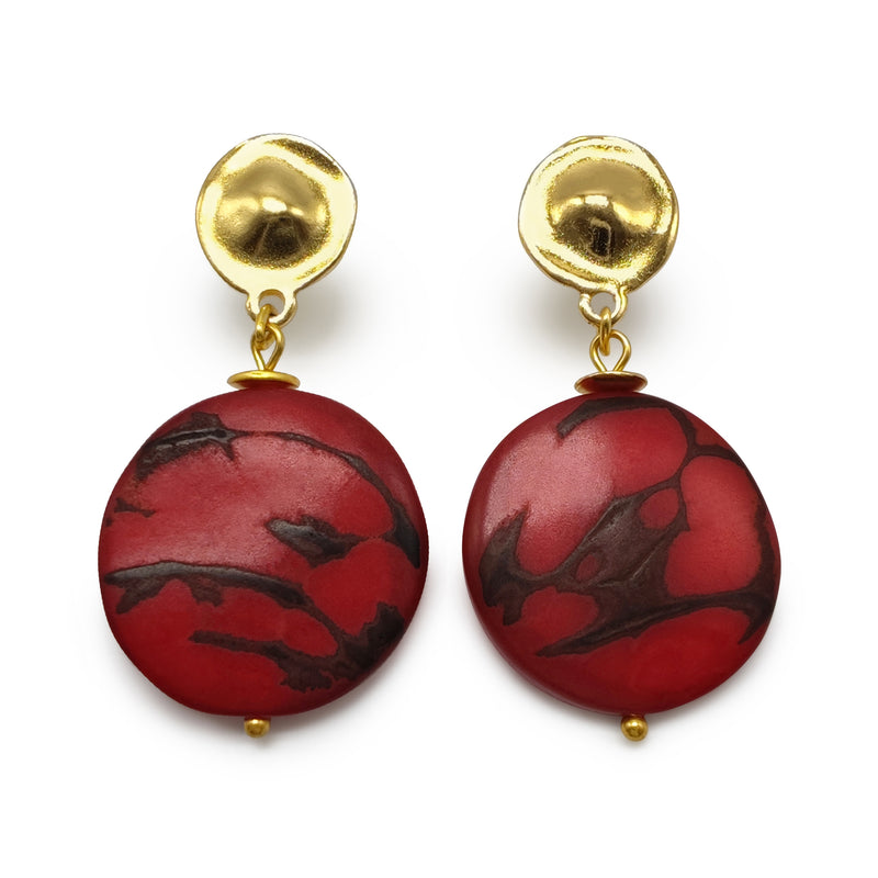 SOLISE EARRINGS - Handmade - 24K gold-plated - Tagua (vegetable ivory)