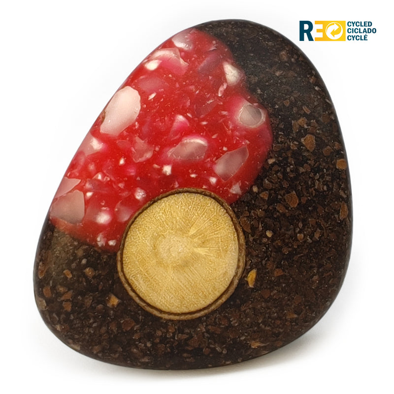 CAFECITA RING - Handmade - Adjustable - Coffee grounds, crushed white corn, recovered wood