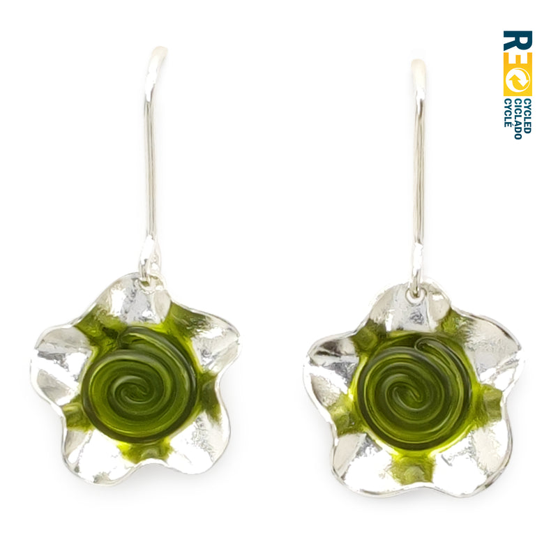 ECOFLOR EARRINGS - Handmade - Sterling silver 925 - Recycled bottle cap plastic liners