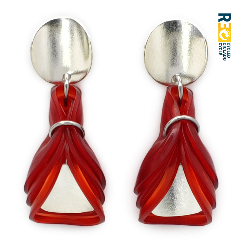 ECOGLOW EARRINGS - Handmade - Sterling silver 925 - Recycled bottle cap plastic liners