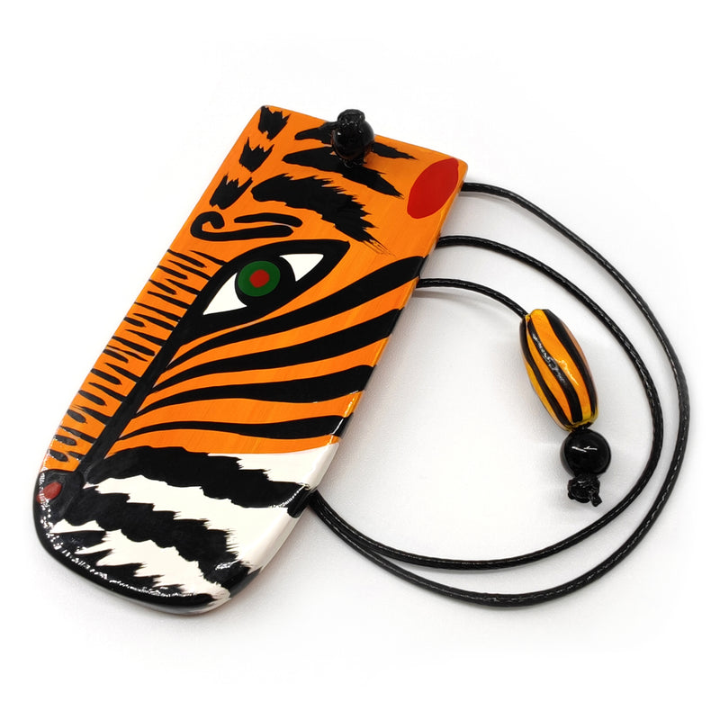 MINI BOOKMARK - The carnival tiger - Hand-carved and painted wood, strong and long-lasting cord