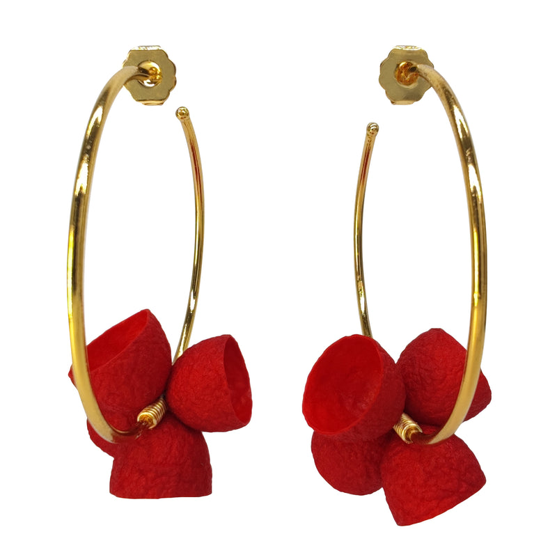 COCOON BLOOM EARRINGS - Handmade - 24K gold-plated - Silk cocoons