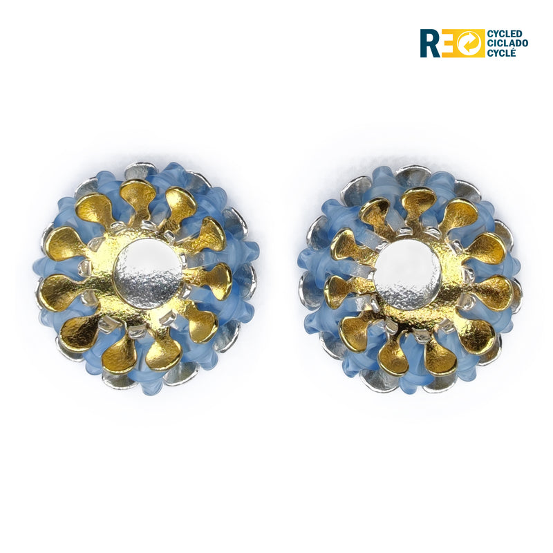ECOSOL EARRINGS - Handmade - Sterling silver 925 and 24K gold-plated - Recycled bottle cap plastic liners