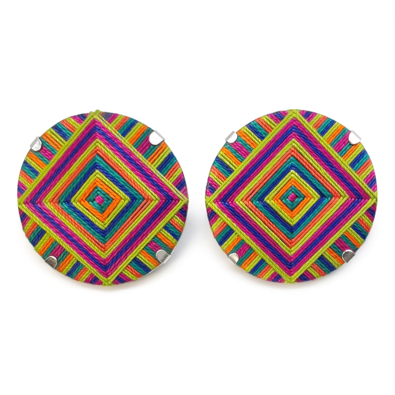 BOUCLES D'OREILLES FILUM - Fabrication artisanale - Argent sterling 925 - Fils tissés sur bois