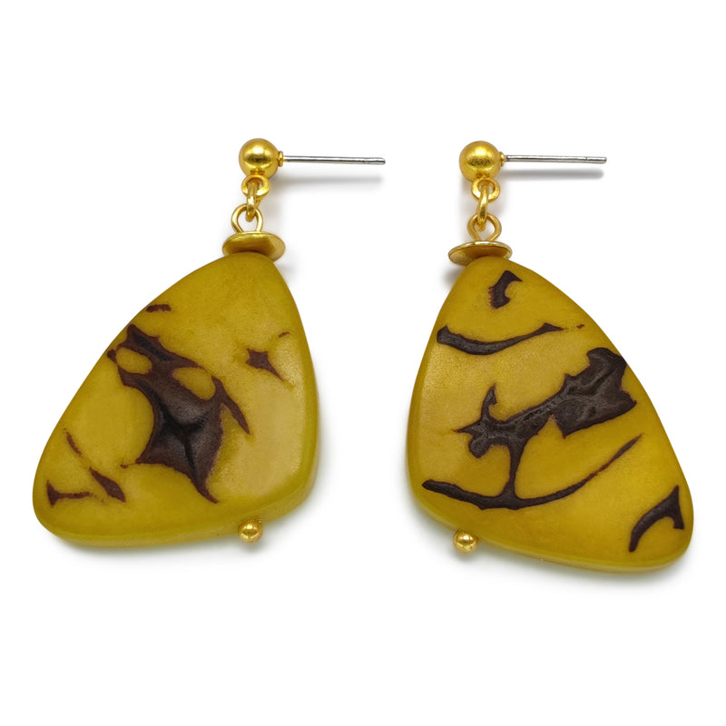 MARIPOSA EARRINGS - Handmade - 24K gold-plated - Tagua (vegetable ivory)