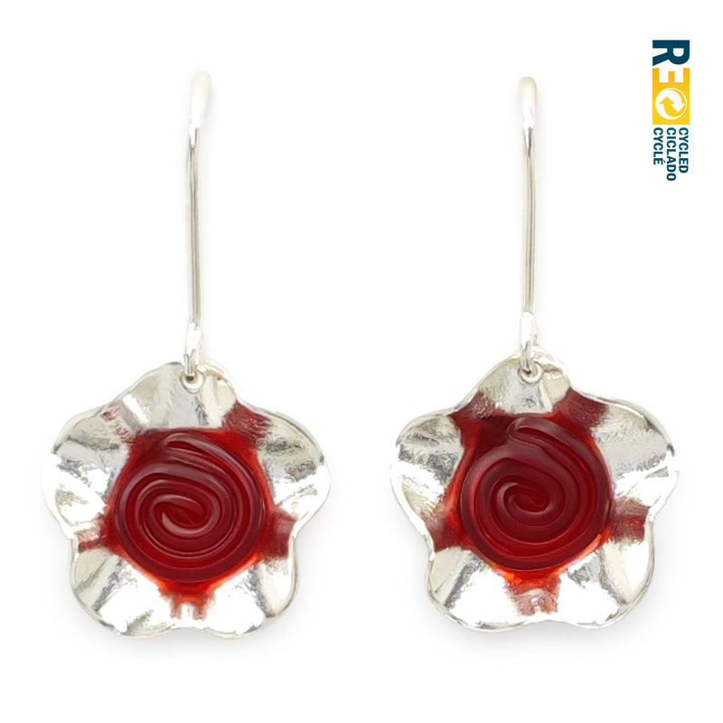 ECOFLOR EARRINGS - Handmade - Sterling silver 925 - Recycled bottle cap plastic liners