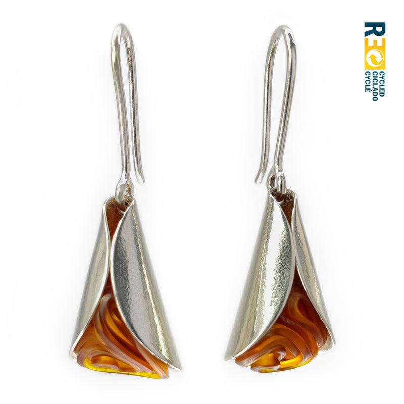 ECOLOVA EARRINGS - Handmade - Sterling silver 925 - Recycled bottle cap plastic liners