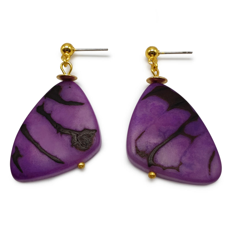 MARIPOSA EARRINGS - Handmade - 24K gold-plated - Tagua (vegetable ivory)