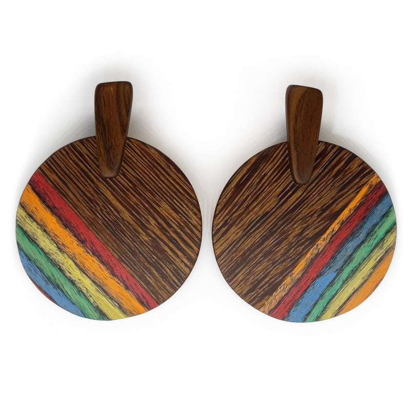WOODIE SOL EARRINGS - Handmade - Plywood (3 crossed-laid layers of wood veneer)