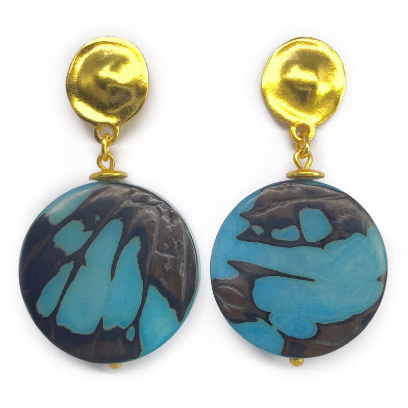 SOLISE EARRINGS - Handmade - 24K gold-plated - Tagua (vegetable ivory)