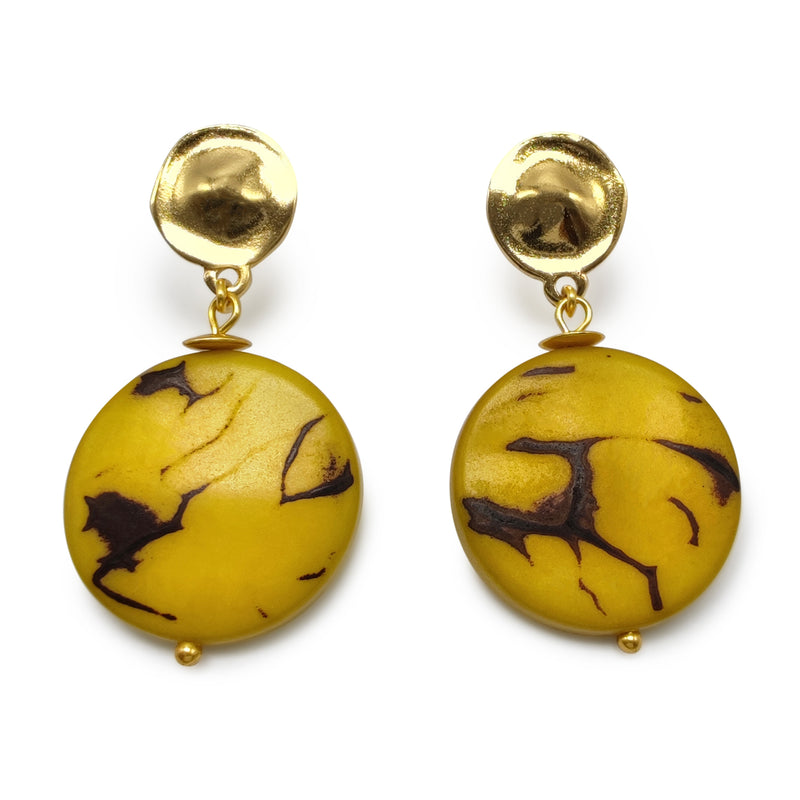 SOLISE EARRINGS - Handmade - 24K gold-plated - Tagua (vegetable ivory)