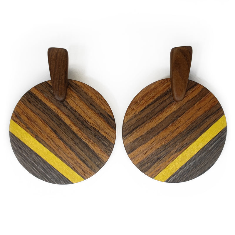 WOODIE SOL EARRINGS - Handmade - Plywood (3 crossed-laid layers of wood veneer)