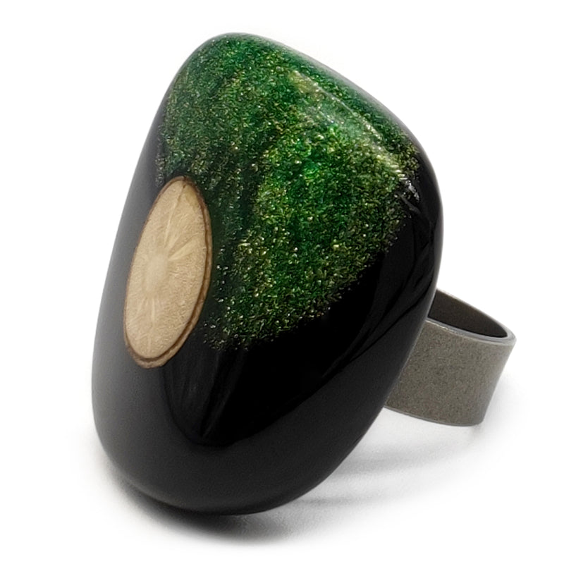 NATÜA RING - Handmade - Adjustable - Recovered wood, bronze powder