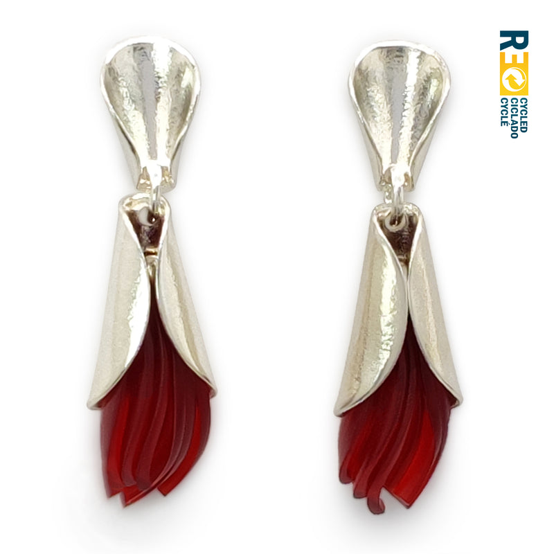 ECOTHEA EARRINGS - Handmade - Sterling silver 925 - Recycled bottle cap plastic liners