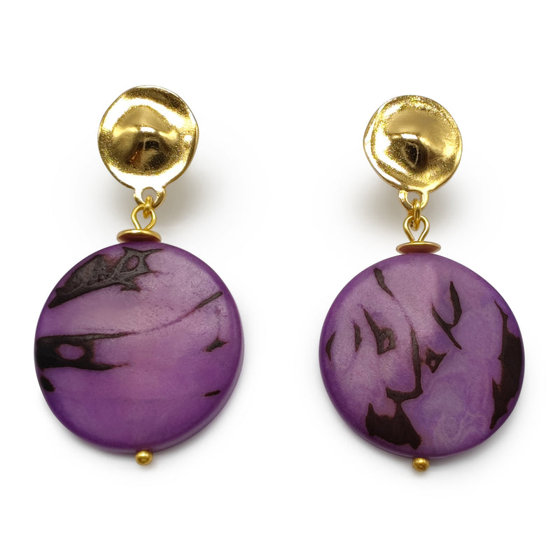 SOLISE EARRINGS - Handmade - 24K gold-plated - Tagua (vegetable ivory)