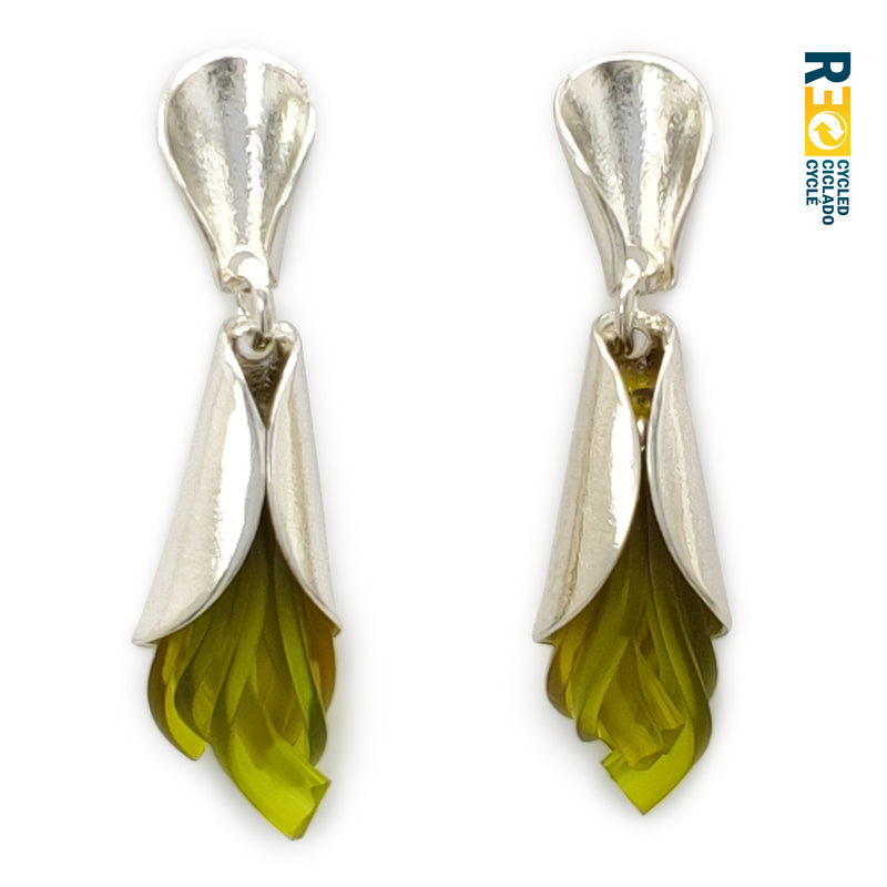 ECOTHEA EARRINGS - Handmade - Sterling silver 925 - Recycled bottle cap plastic liners