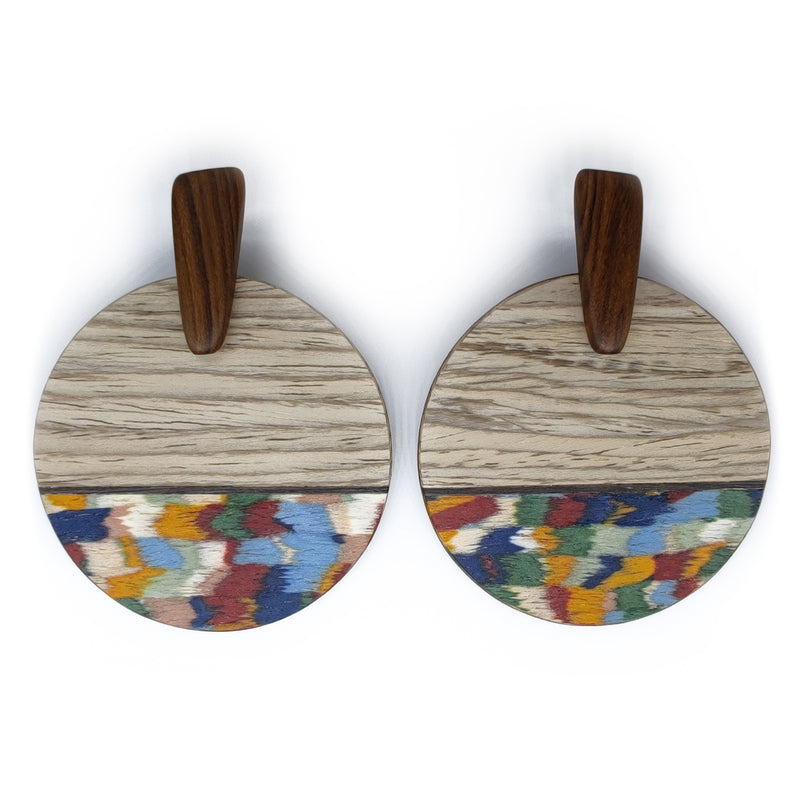 WOODIE SOL EARRINGS - Handmade - Plywood (3 crossed-laid layers of wood veneer)