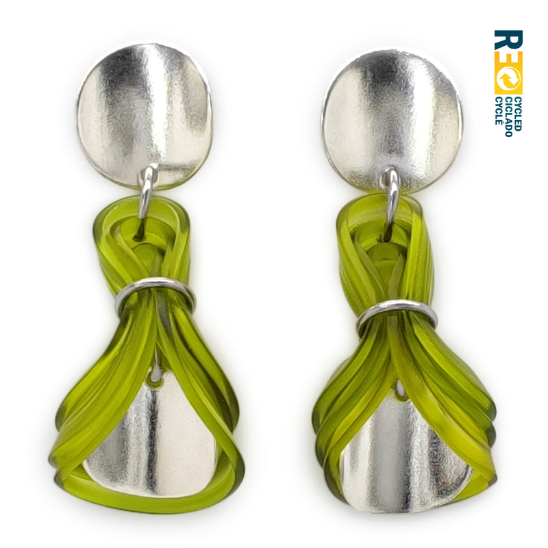 ECOGLOW EARRINGS - Handmade - Sterling silver 925 - Recycled bottle cap plastic liners