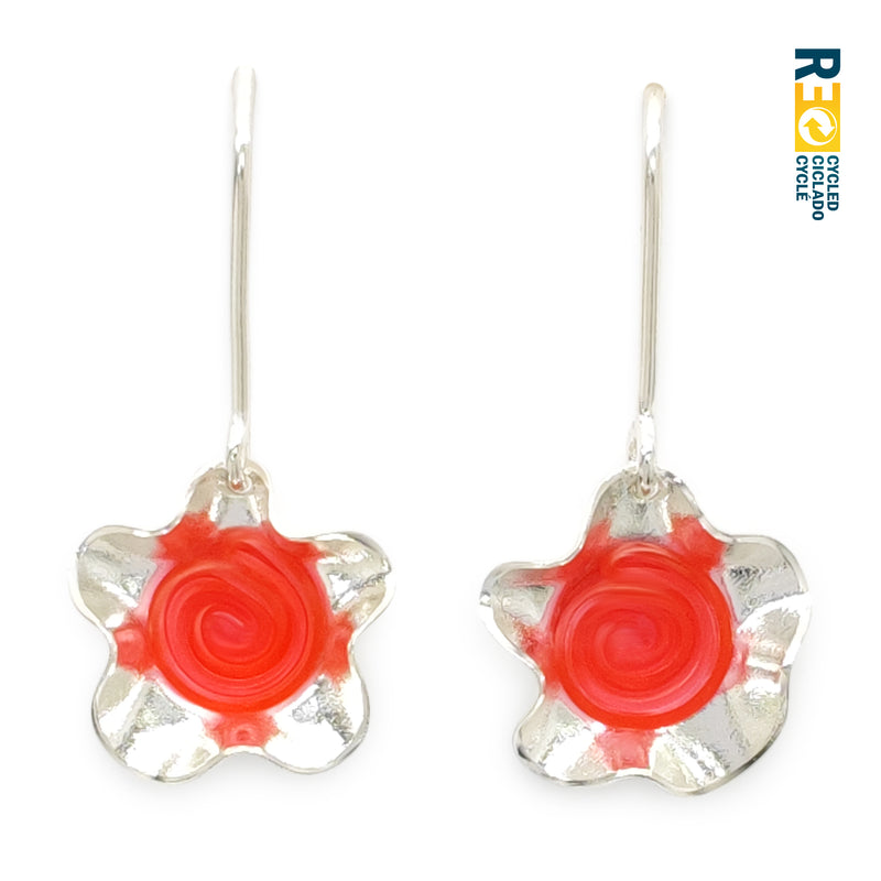 ECOFLOR EARRINGS - Handmade - Sterling silver 925 - Recycled bottle cap plastic liners