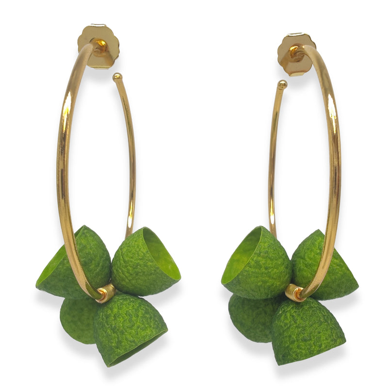 COCOON BLOOM EARRINGS - Handmade - 24K gold-plated - Silk cocoons