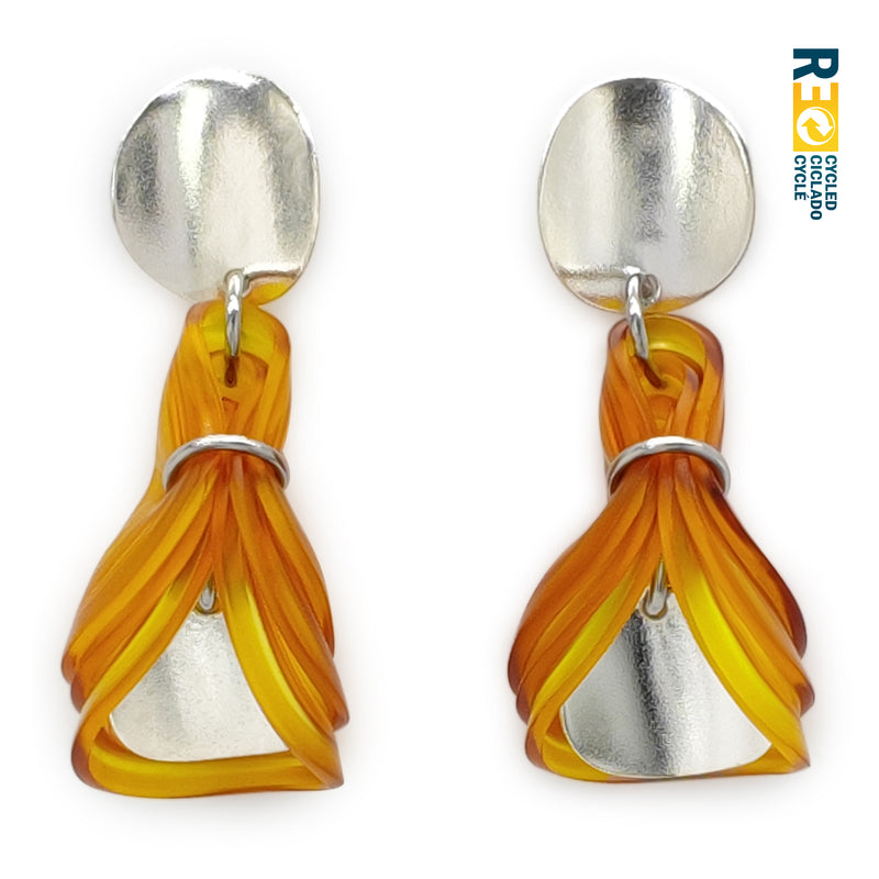 ECOGLOW EARRINGS - Handmade - Sterling silver 925 - Recycled bottle cap plastic liners