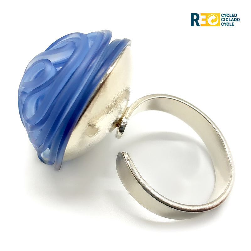 ECOTOPIA RING - Handmade - Adjustable - Sterling silver 925 - Recycled bottle cap plastic liners