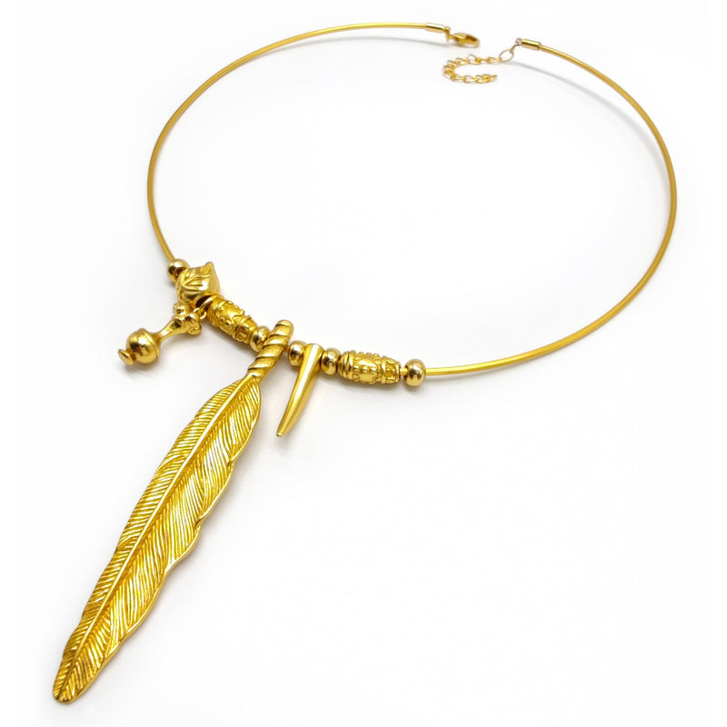 PLUMA NECKLACE - Handmade - 24K gold-plated