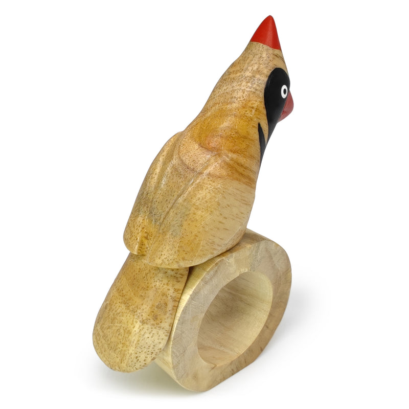 ARGOLA DE GUARDANAPO DECORATIVA - Cardeal - Madeira esculpida e pintada à mão