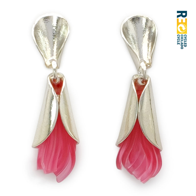 ECOTHEA EARRINGS - Handmade - Sterling silver 925 - Recycled bottle cap plastic liners