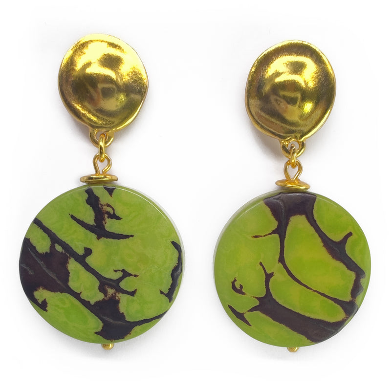 SOLISE EARRINGS - Handmade - 24K gold-plated - Tagua (vegetable ivory)