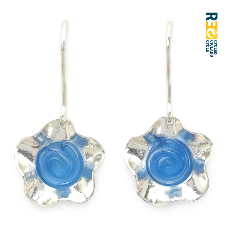 ECOFLOR EARRINGS - Handmade - Sterling silver 925 - Recycled bottle cap plastic liners