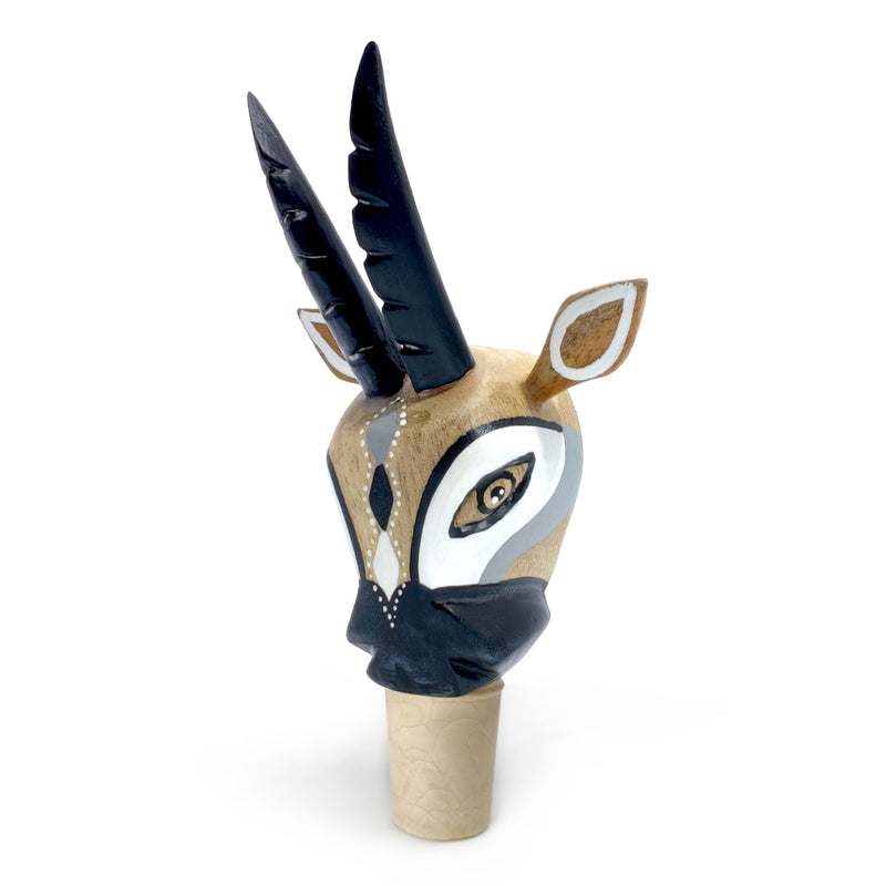 DECORATIVE BOTTLE STOPPER - The carnival goat - Hand-carved and painted wood