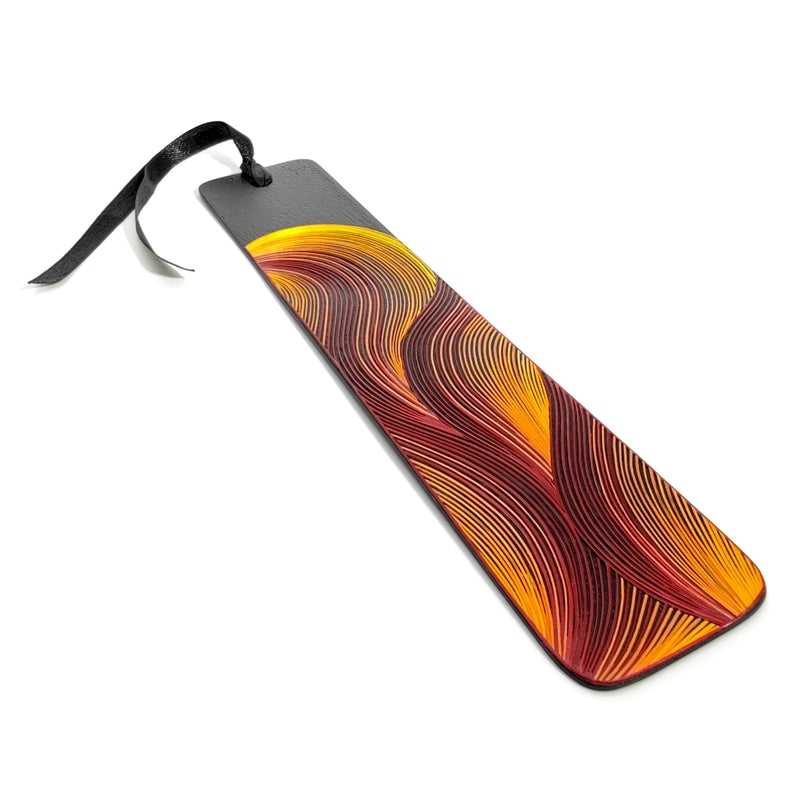 FIRE BOOKMARK - THE FOUR ELEMENTS COLLECTION - Tamo art - Dark wood decorated with wheat and barley stalks (straw marquetry)