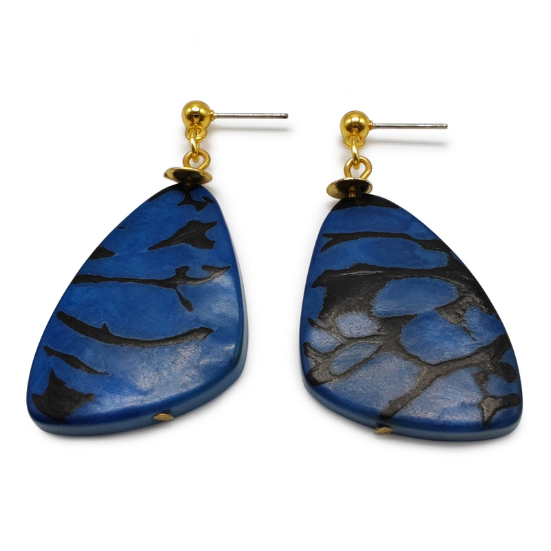 BRINCOS MARIPOSA - Feitos à mão - Banhados a ouro de 24 quilates - Tagua (marfim vegetal)