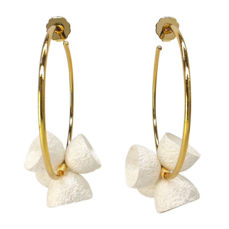 COCOON BLOOM EARRINGS - Handmade - 24K gold-plated - Silk cocoons