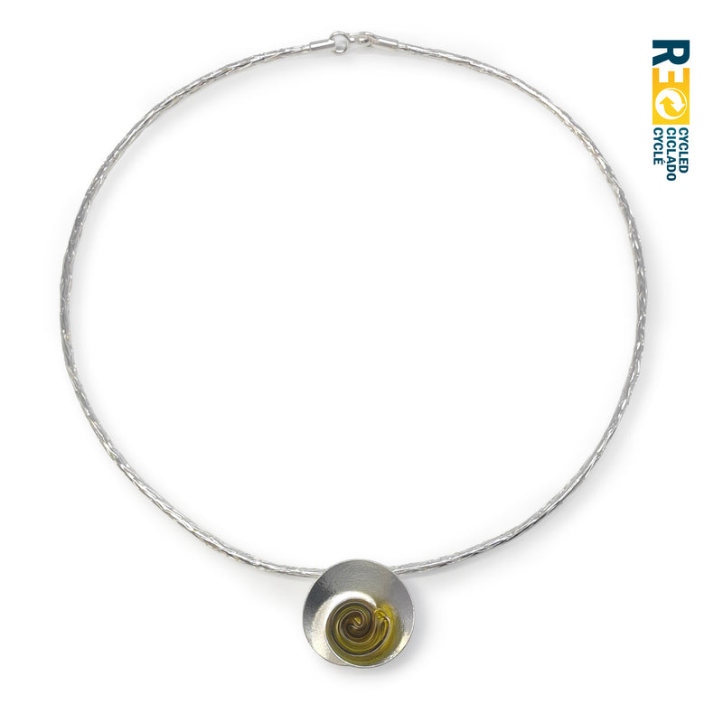 ECOSENS NECKLACE - Handmade - Fine silver 999 & sterling silver 925 - Recycled bottle cap plastic liners