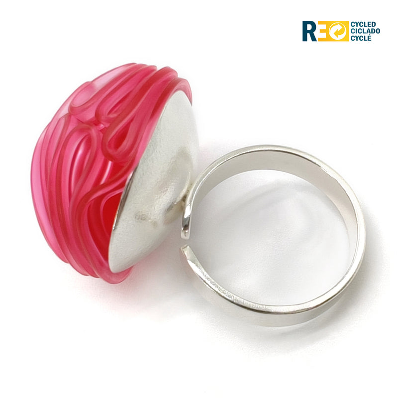 ECOTOPIA RING - Handmade - Adjustable - Sterling silver 925 - Recycled bottle cap plastic liners