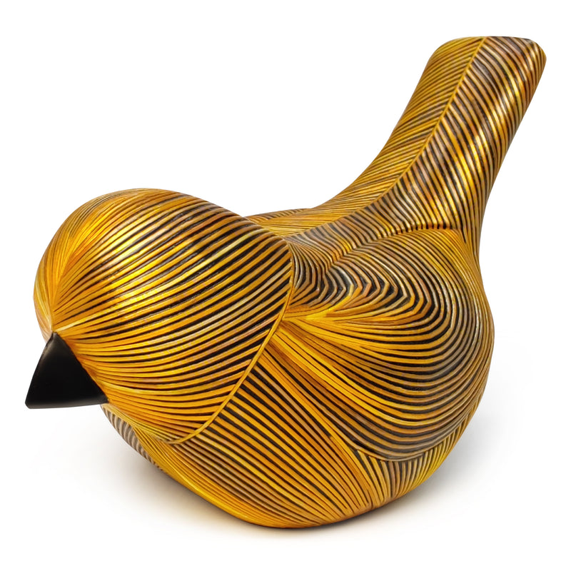 ANDEAN DECORATIVE BIRD - Tamo art - Wood decorated with wheat and barley stalks (straw marquetry)