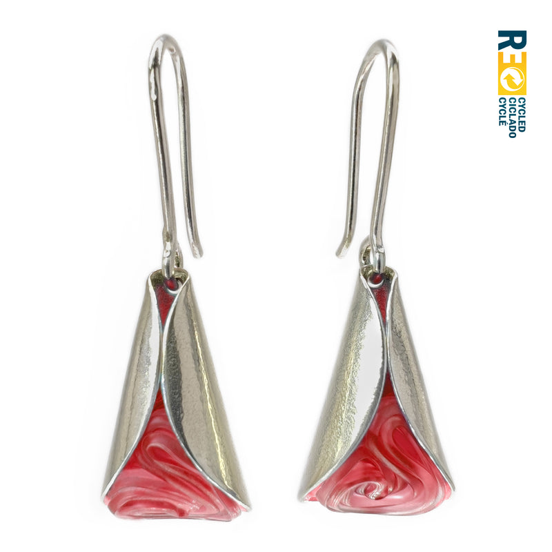 ECOLOVA EARRINGS - Handmade - Sterling silver 925 - Recycled bottle cap plastic liners