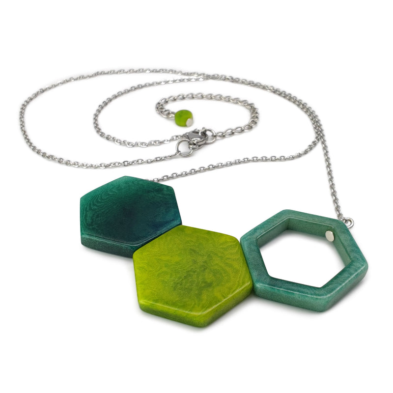 TRIPTYCH NECKLACE - Handmade - Stainless steel - Tagua (vegetable ivory)