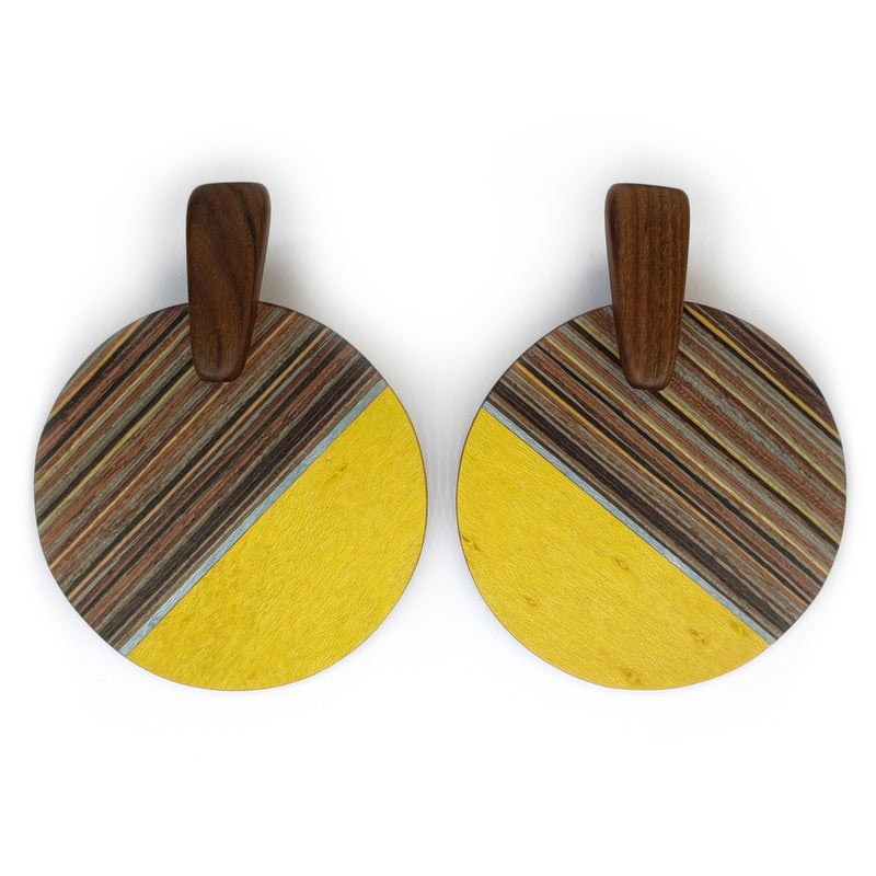 WOODIE SOL EARRINGS - Handmade - Plywood (3 crossed-laid layers of wood veneer)